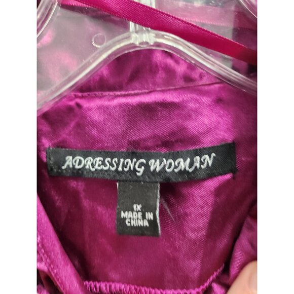 Adressing Woman Womens Jacket Size 1X Fuchsia Zip Up Crinkled Sequined Artsy - Picture 4 of 7